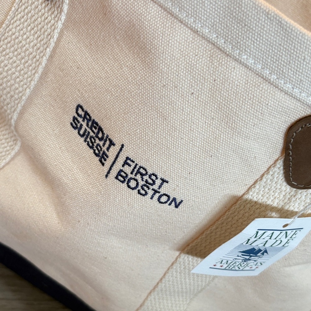 Canvas Tote Bag with Brown Handles - Picture 2 of 6